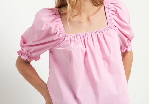 [ENGLISH FACTORY] SQUARE NECKLINE PUFF SLEEVE TOP_PINK